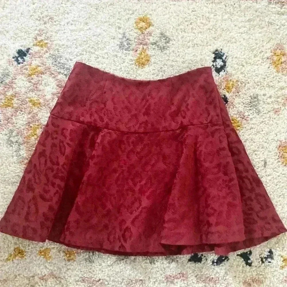 Free people red leopard printed skirt - Picture 1 of 4